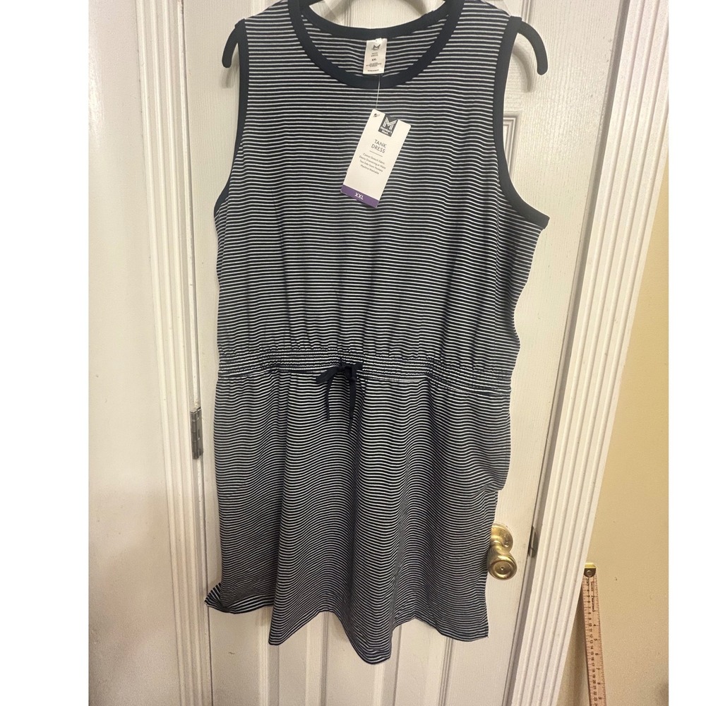 Member's Mark Navy White Striped Tank Dress XXL Sleeveless Cotton Stretch - Picture 3 of 4
